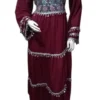 maroon Afghani Gand dress with intricate embroidery, wide sleeves, and a flowing traditional design, crafted from luxurious fabric."