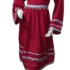 maroon half Afghani Gand dress with intricate gold embroidery, wide sleeves, and a traditional design, displayed against a neutral background."