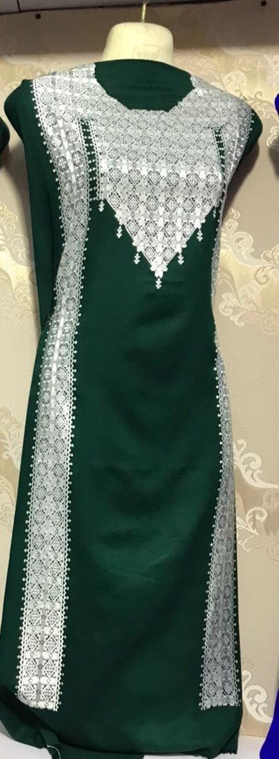 Handmade Hazaragi dress green color