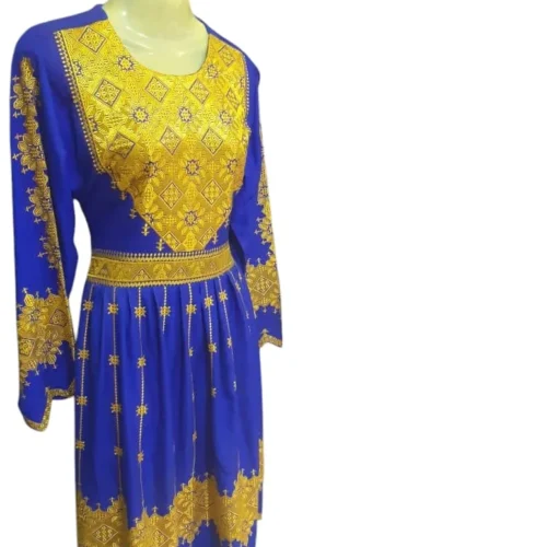 traditional Hazaragi dress with intricate embroidery, vibrant colors, and cultural patterns, reflecting the rich heritage of the Hazara people."