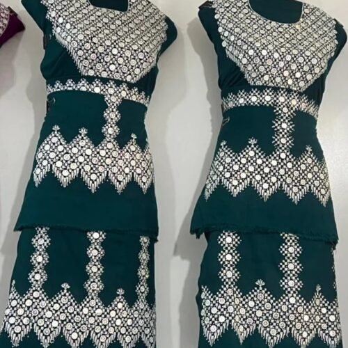 beautifully handcrafted Hazaragi dress adorned with intricate embroidery, beadwork, and vibrant patterns. Made from luxurious fabric, the dress reflects the rich cultural heritage and artisanal skills of the Hazara people.