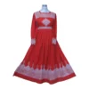 A stunning Hazaragi embroidered dress featuring intricate handmade embroidery, vibrant colors, and traditional beadwork, reflecting the rich cultural heritage of the Hazara people."