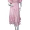 baby pink party wear dress with delicate embroidery, soft fabric, and a flowing silhouette, perfect for special occasions."